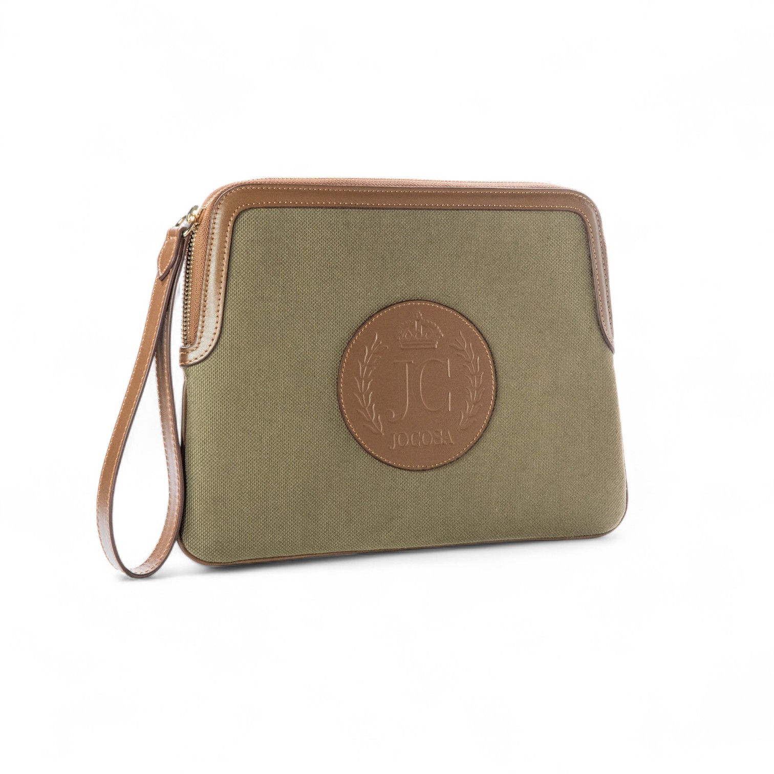 Clutch Bag - Khaki & Camel