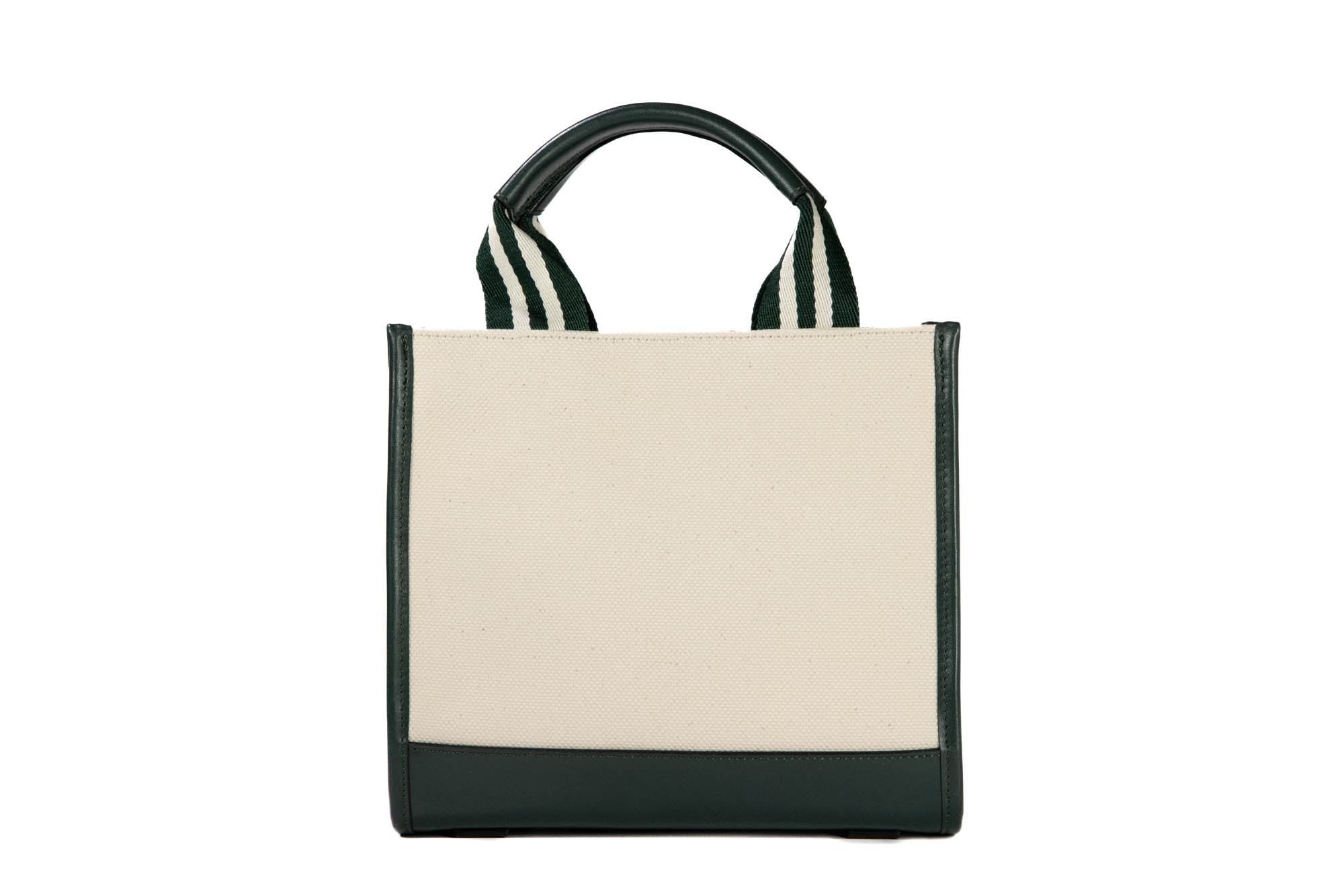 Mini Tote Bag - Ivory & Green with Green - Ivory Strap