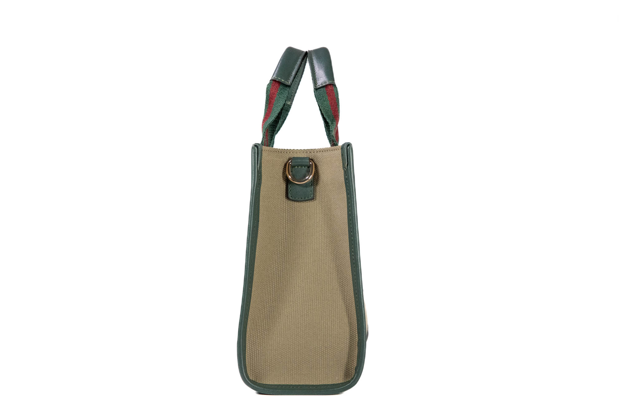 Mini Tote Bag - Khaki & Green with Green - Bordeaux Strap