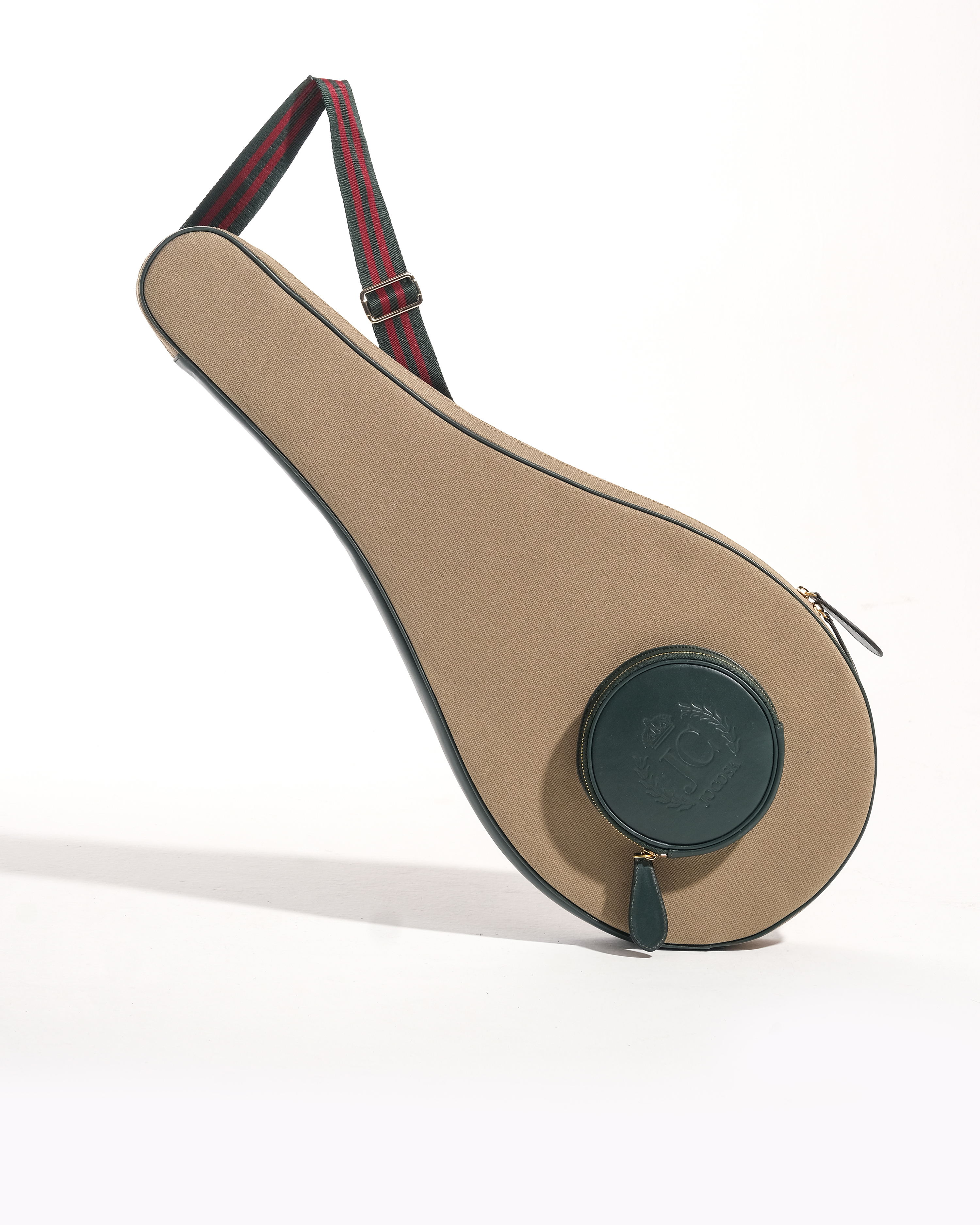 Racket Case - Khaki & Green with Green-Bordeaux Strap