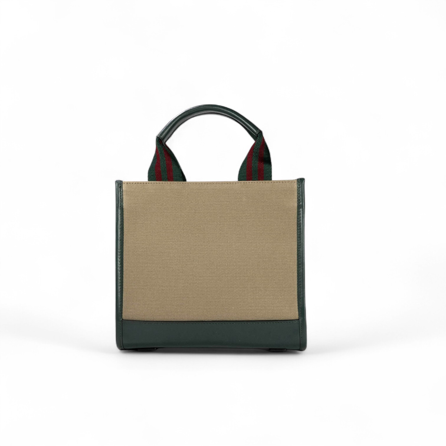 Mini Tote Bag - Khaki & Green with Green - Bordeaux Strap