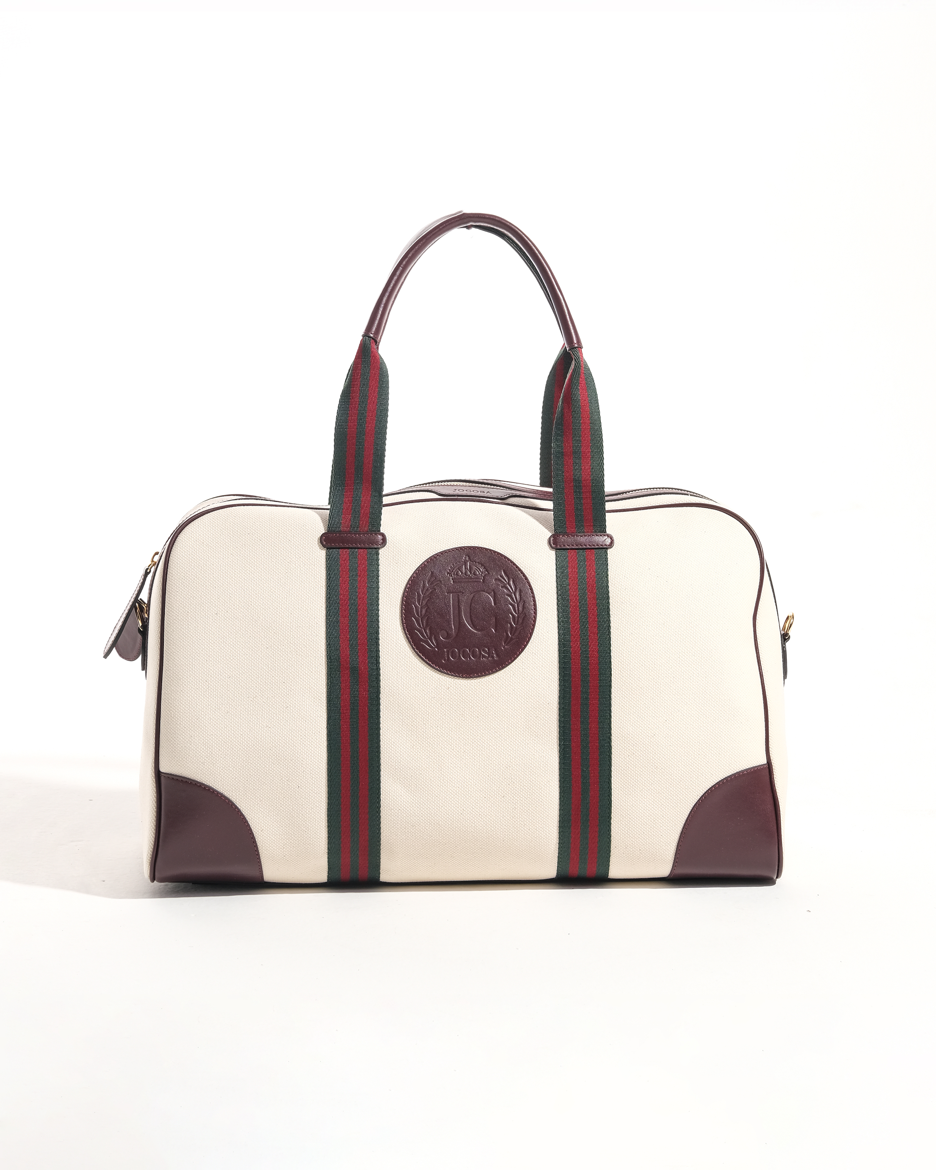 Daily Sport Bag – Ivory & Bordeaux with Green-Bordeaux Strap