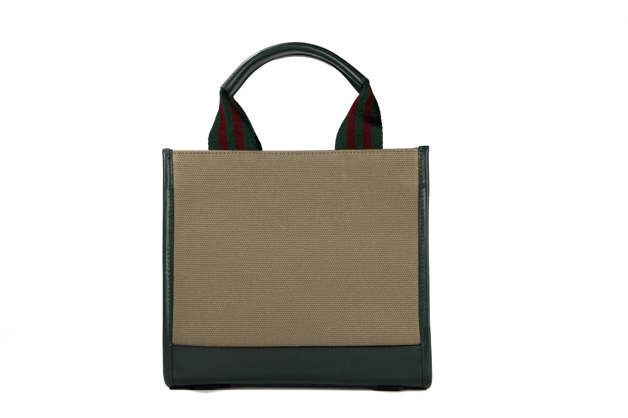 Mini Tote Bag - Khaki & Green with Green - Bordeaux Strap