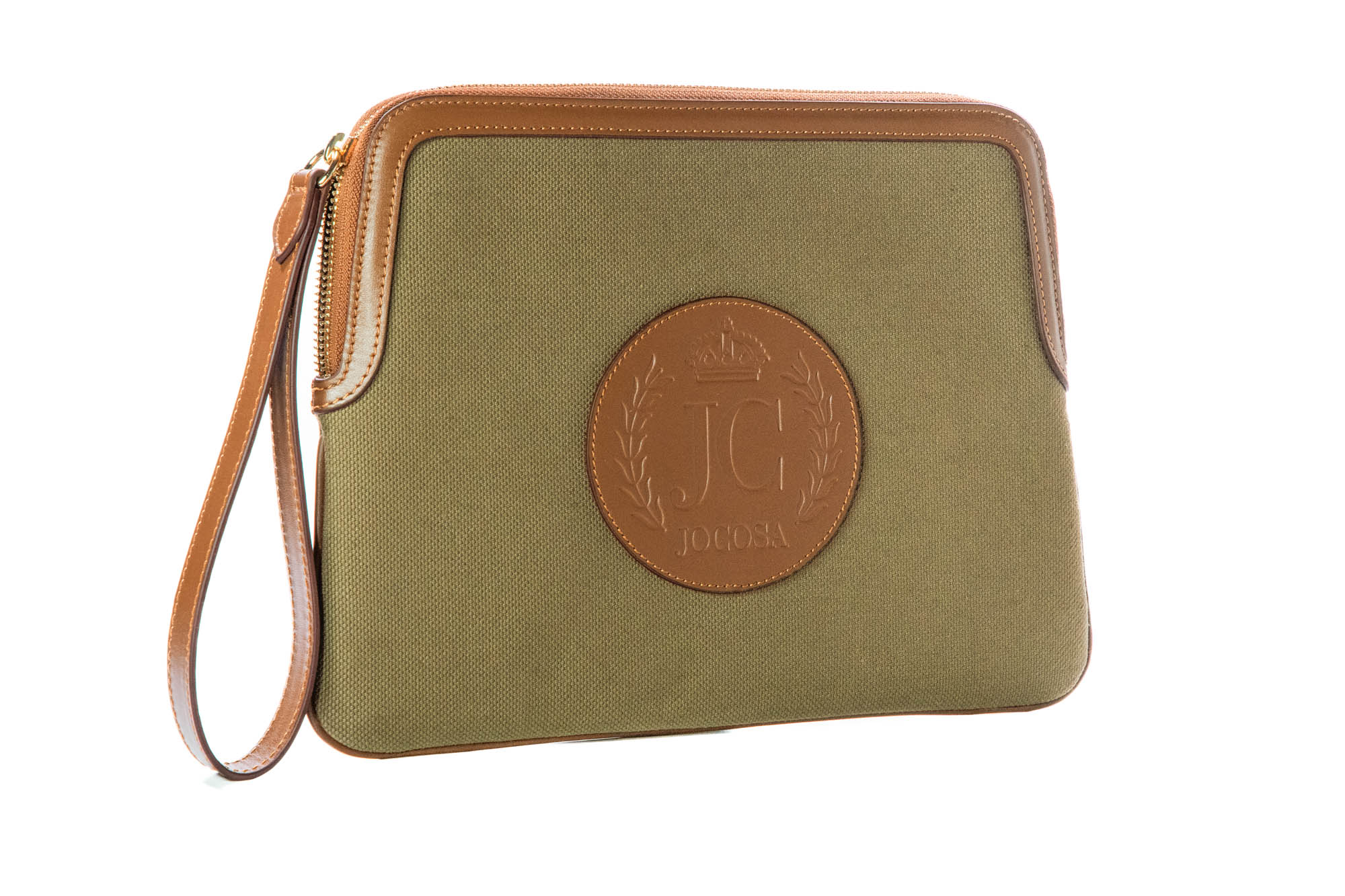 Clutch Bag - Khaki & Camel