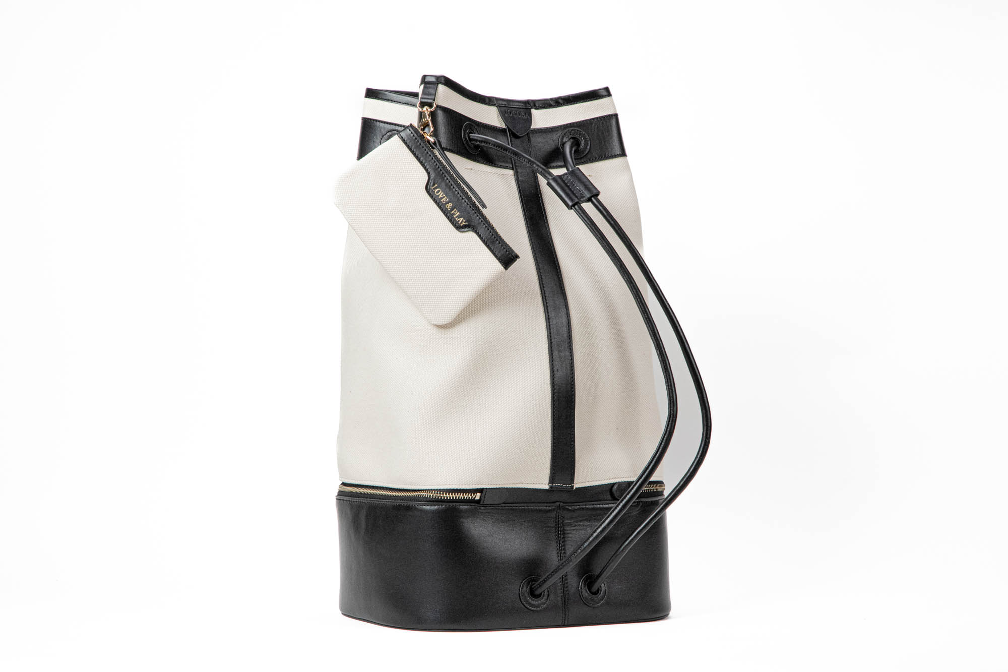 Drawstring Bag - Ivory & Black