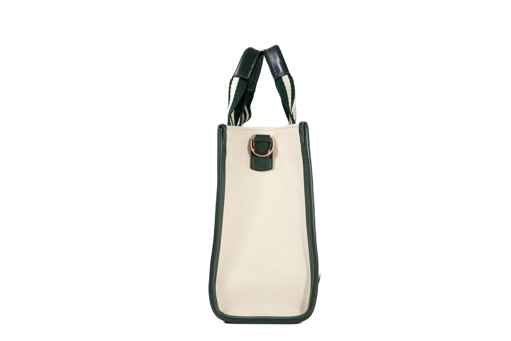 Mini Tote Bag - Ivory & Green with Green - Ivory Strap