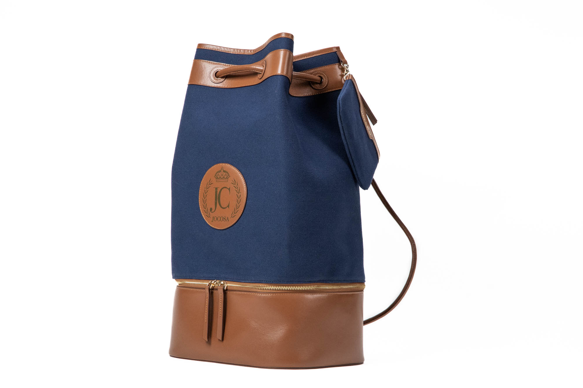 Navy Blue Canvas with Camel Leather Trim