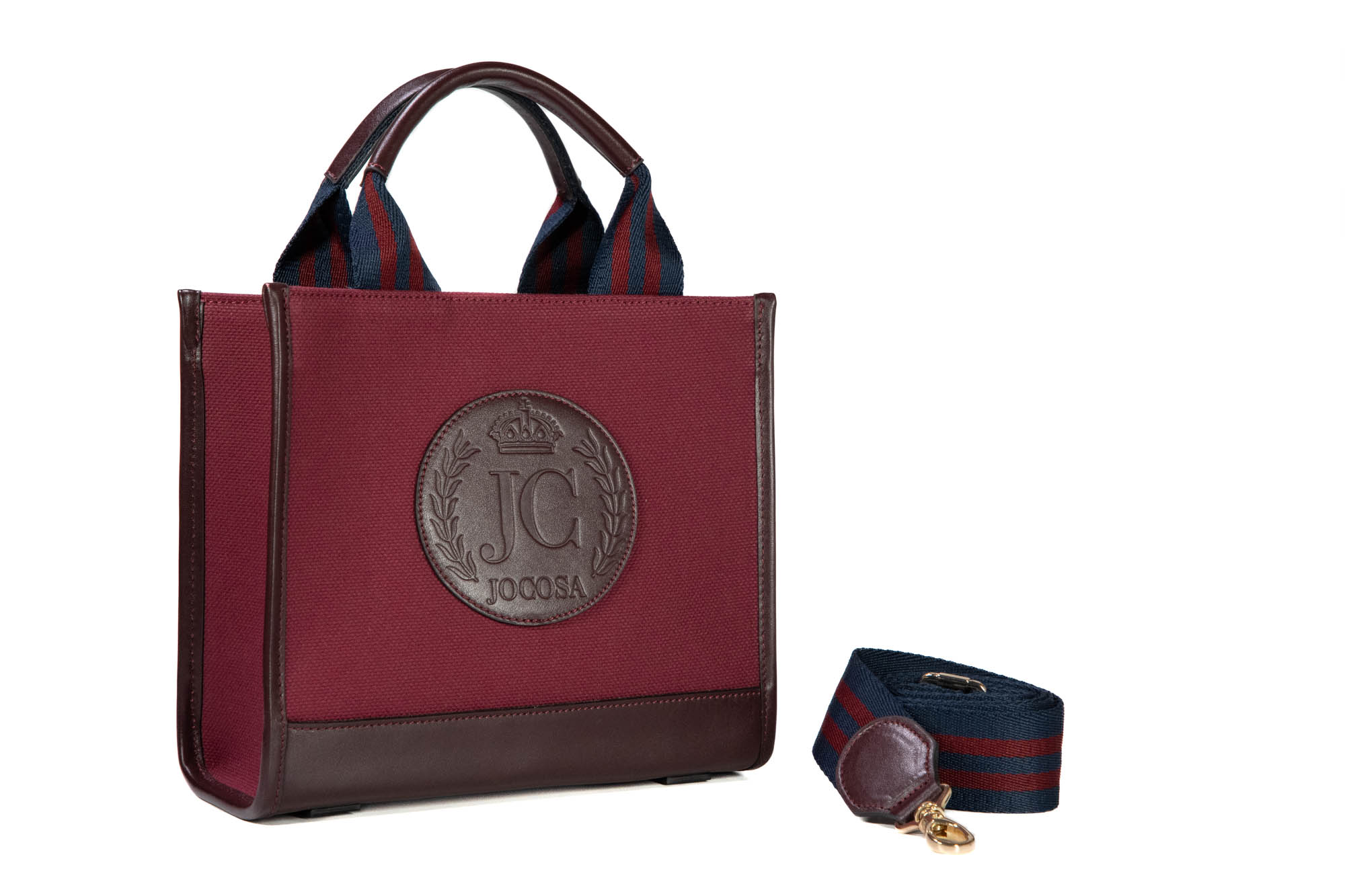 Mini Tote Bag - Bordeaux & Bordeaux with Navy - Bordeaux Strap