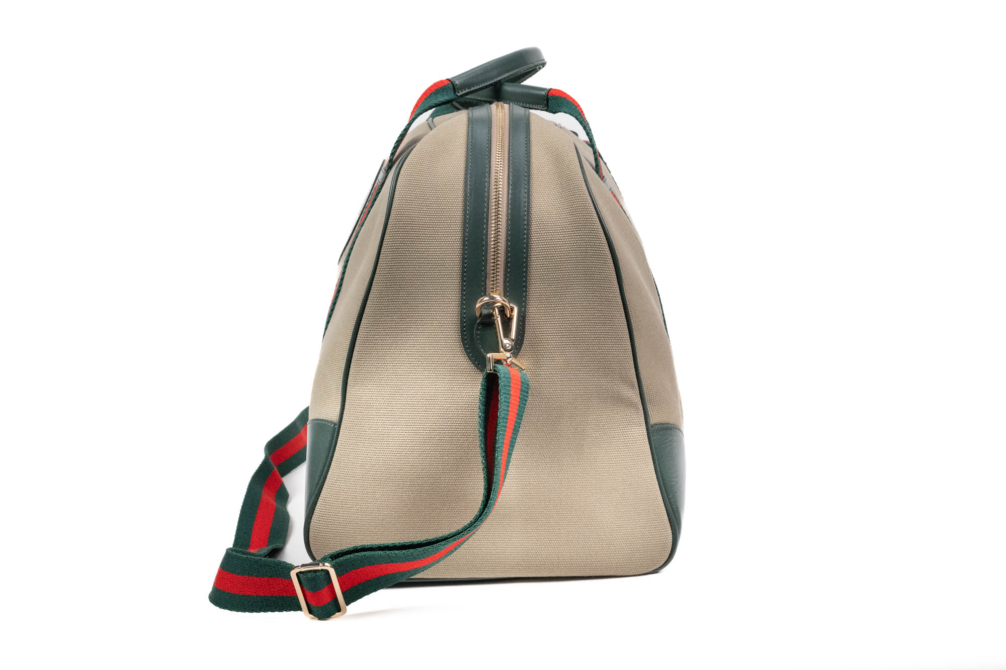 Weekend Bag - Khaki & Green with Green - Red Strap