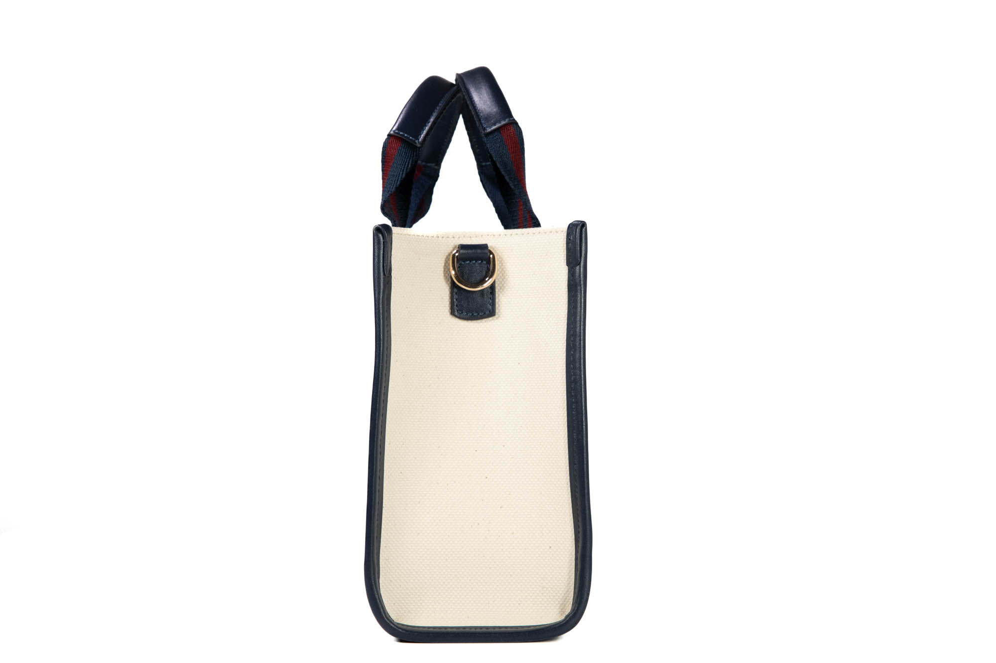 Mini Tote Bag - Ivory & Navy with Navy - Bordeaux Strap