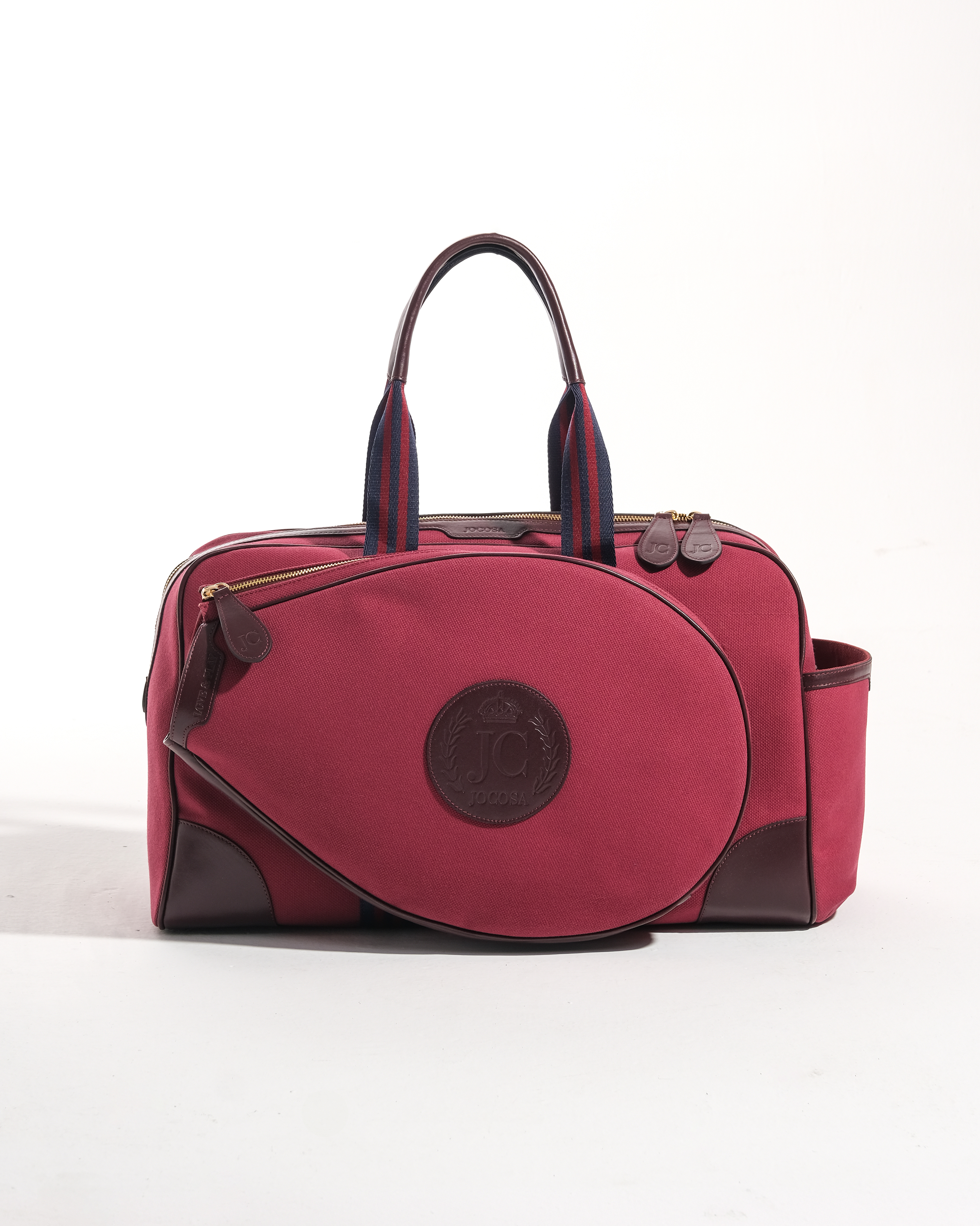 Tennis Bag -  Bordeaux & Bordeaux with Bordeaux - Navy strap